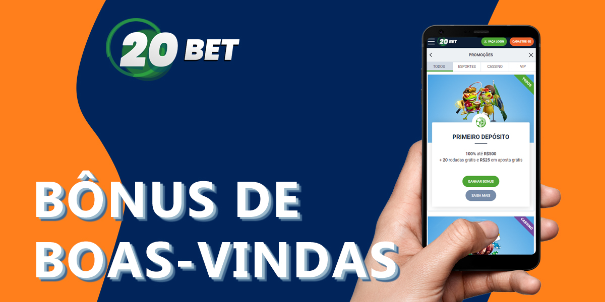 Bónus de boas-vindas disponível na aplicação móvel 20bet