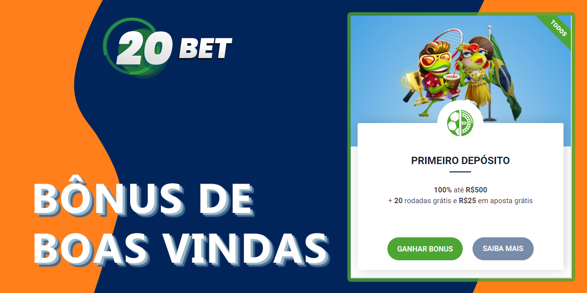 Bónus de boas-vindas disponíveis para utilizadores brasileiros no 20Bet