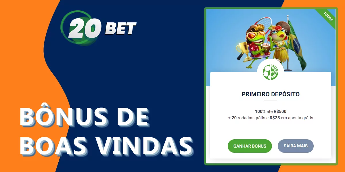 Bónus de boas-vindas disponíveis para utilizadores brasileiros no 20Bet