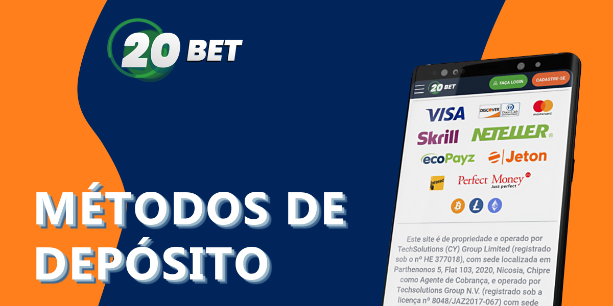 Que métodos de depósito para uma conta pessoal 20Bet estão disponíveis no site