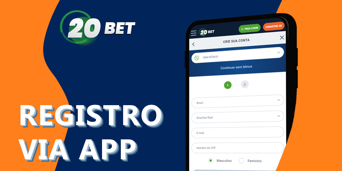 Como registar-se em 20bet usando a aplicação móvel